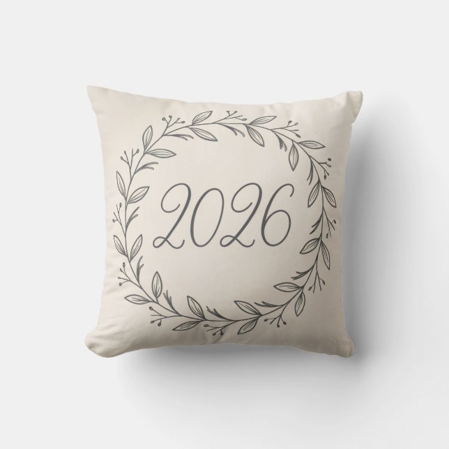 Coussin Couronne de laurier minimaliste 2026  (Recto)