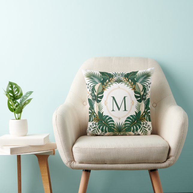 Coussin Couronne de monogramme botanique tropical personna (Chaise)