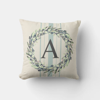 Coussin Couronne de monogramme initiale rustique de ferme 