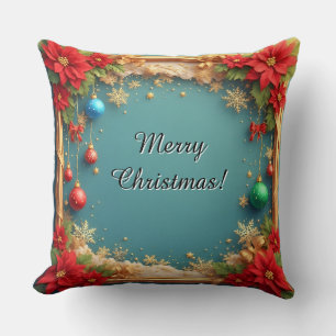 Coussin Couronne de Noël avec Poinsettias