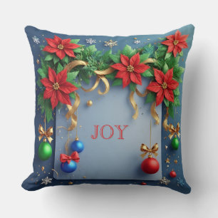 Coussin Couronne de Noël avec Poinsettias