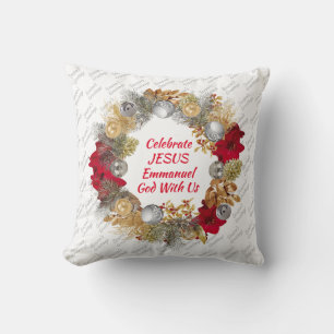 Coussin Couronne de Noël   CÉLÉBRER JÉSUS Blanc