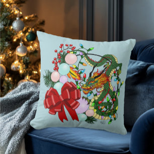 Coussin Couronne de Noël du dragon chinois