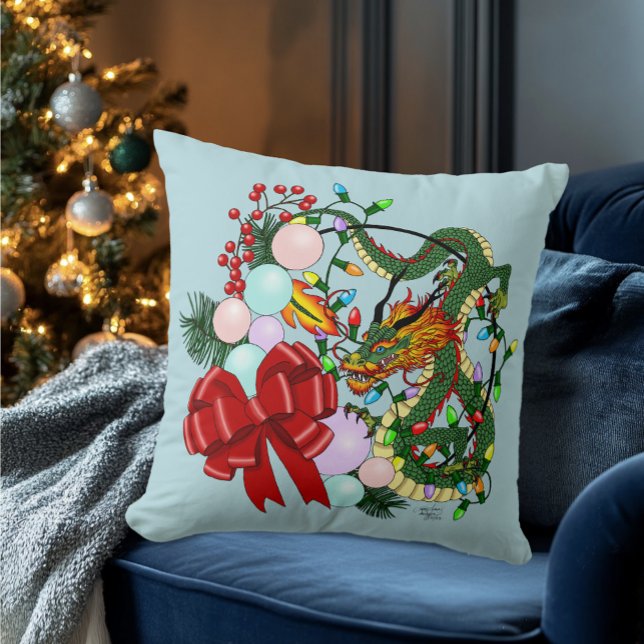 Coussin Couronne de Noël du dragon chinois (Créateur téléchargé)