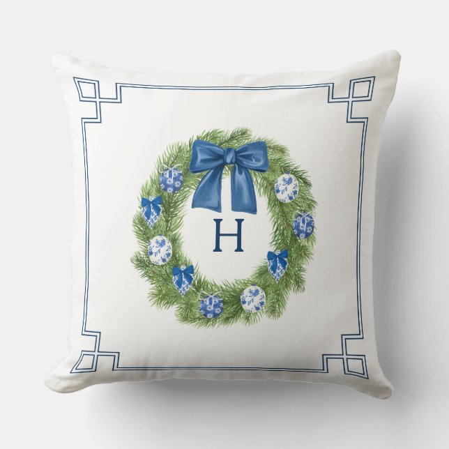 Coussin Couronne de Noël en Chinoiserie  (Recto)