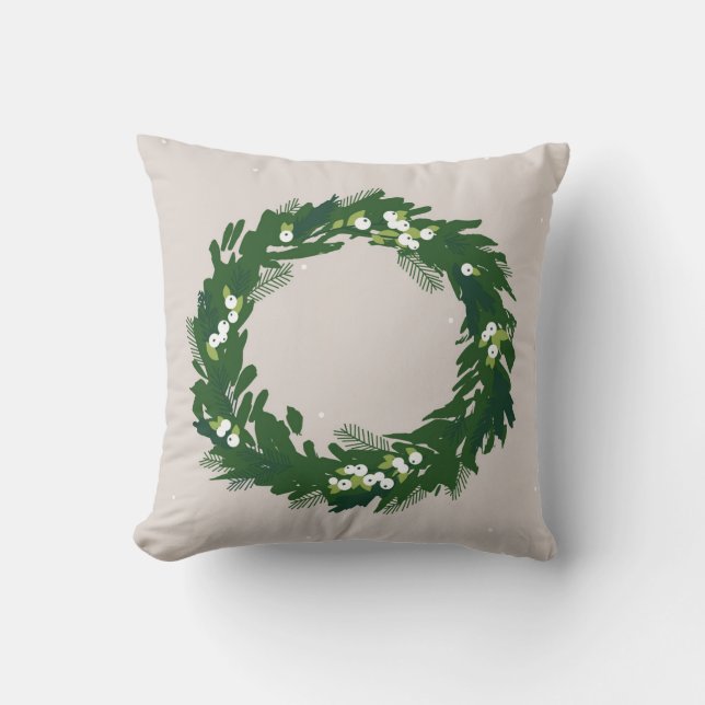 Coussin Couronne de Noël en vert. Décoquis (Recto)