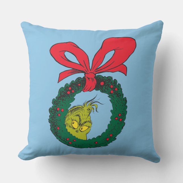 Coussin Couronne de Noël | Grinch Classique (Recto)