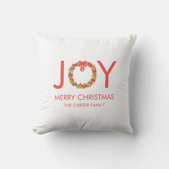 Coussin Couronne de Noël Joyeuse Famille (Recto)