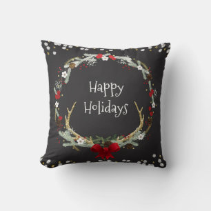 Coussin Couronne de Noël rustique à cornes Décoration de f