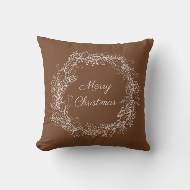 Coussin Couronne de Noël Terreuse Brun Crème  (Recto)