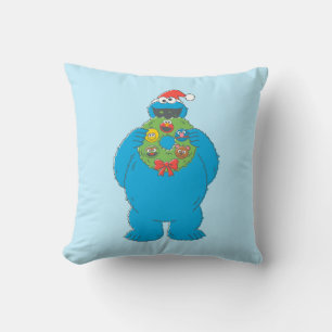 Coussin Couronne de Noël vintage Cookie Monster