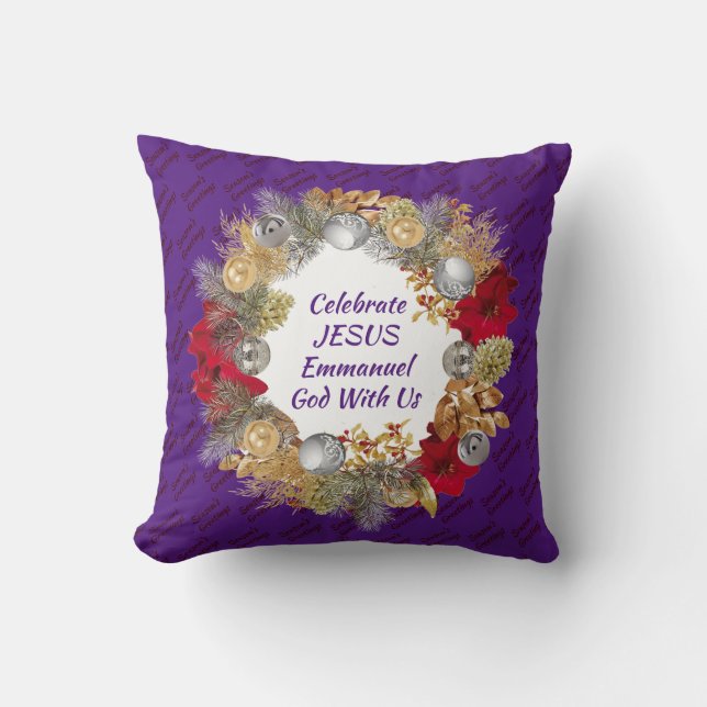 Coussin Couronne de Noël Violet CELEBRER JESUS (Recto)