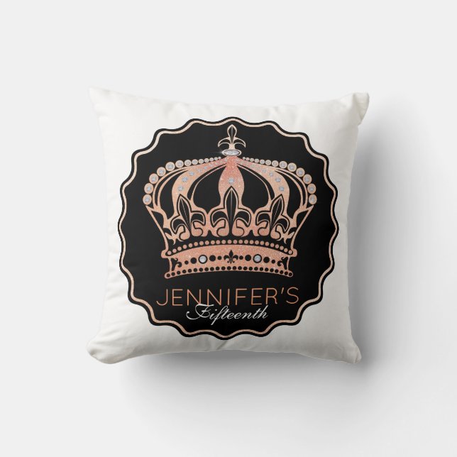 Coussin Couronne de parties scintillantes de rose d'or (Recto)