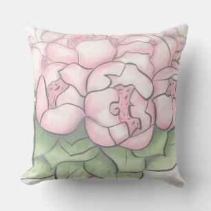 Coussin Couronne de pivoine à l'aquarelle rêveuse Accent a