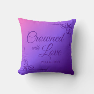 Coussin Couronné de Psaume d'Amour 103:4 Violet