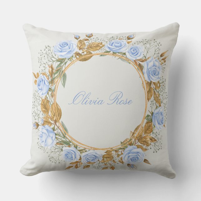 Coussin Couronne de roses bleues (Recto)