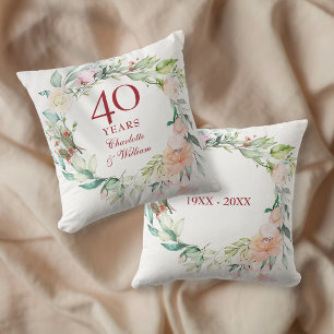 Coussin Couronne de roses pour les 40 ans de mariage Rubis