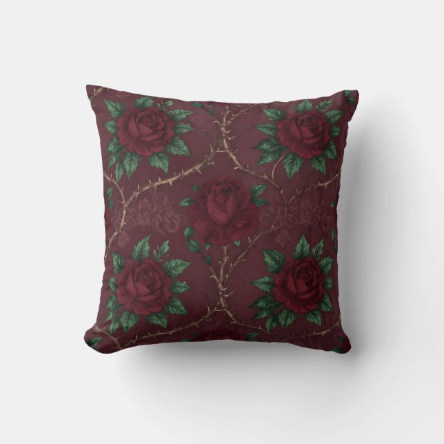 Coussin Couronne de roses rouges et d'épines (Recto)