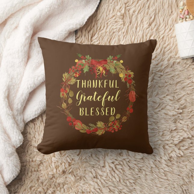 Coussin Couronne de Thanksgiving Merci Reconnaissant Bénis (Couverture)