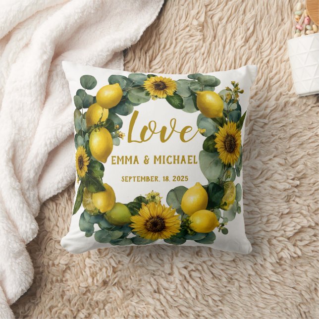 Coussin Couronne de tournesol au citron Amour Design (Couverture)