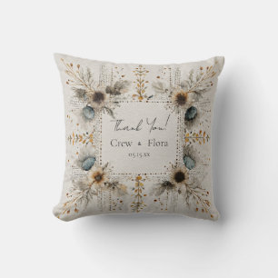 Coussin Couronne de tournesols d'art populaire à l'aquarel