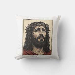 Coussin Couronne d'épines vintage portrait religieux art v