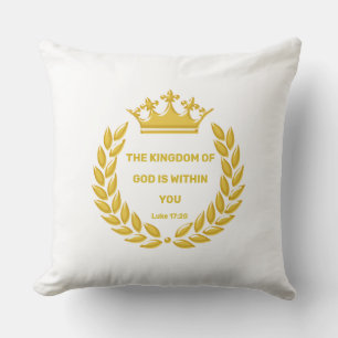 Coussin Couronne d'or et Royaume de Dieu Bible Verse