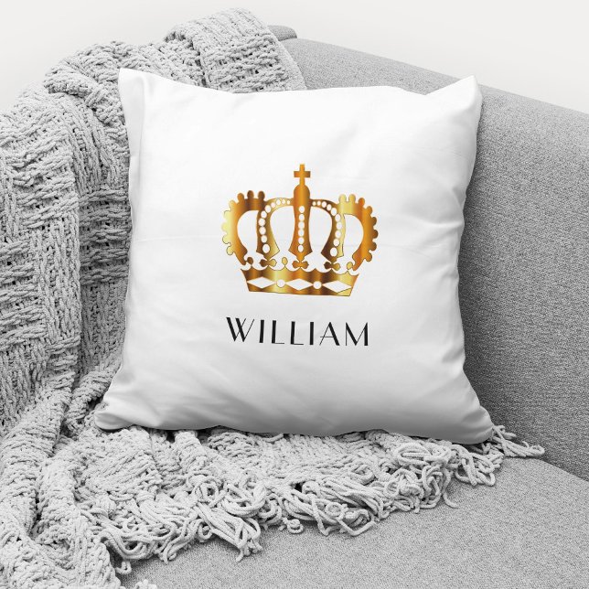 Coussin Couronne d'or personnalisée Blanc (Créateur téléchargé)