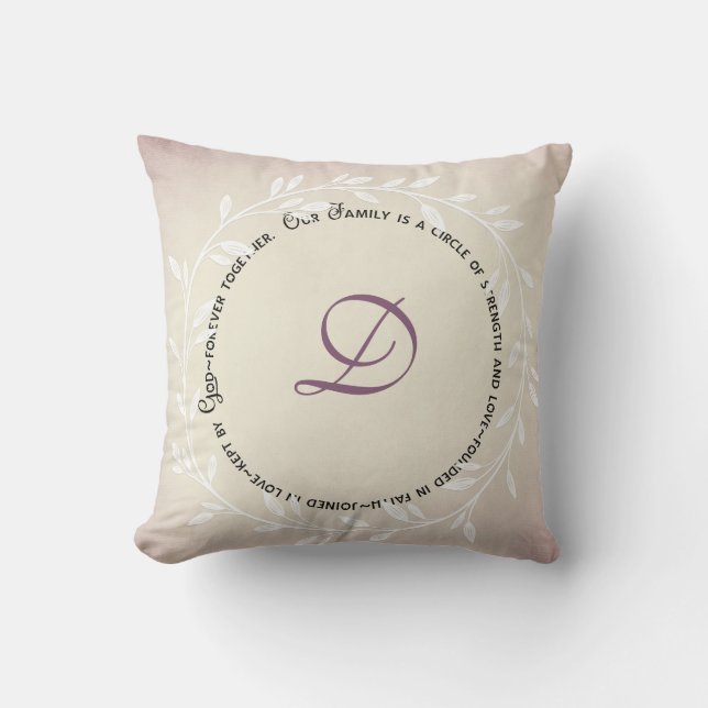 Coussin Couronne du cercle familial avec monogramme (Recto)