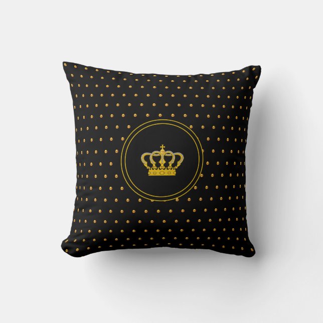 Coussin Couronne élégante et petits pois dorés sur fond no (Recto)