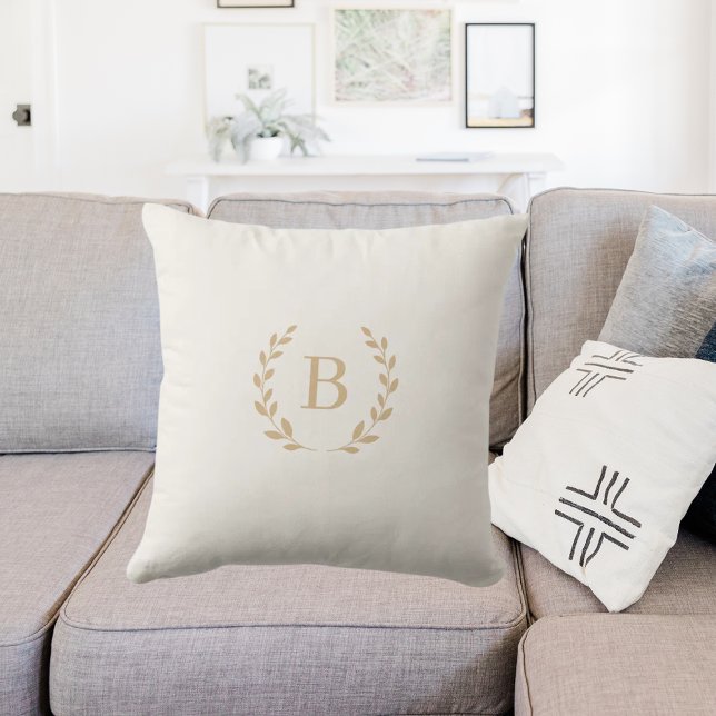 Coussin Couronne élégante monogramme or ivoire (Créateur téléchargé)
