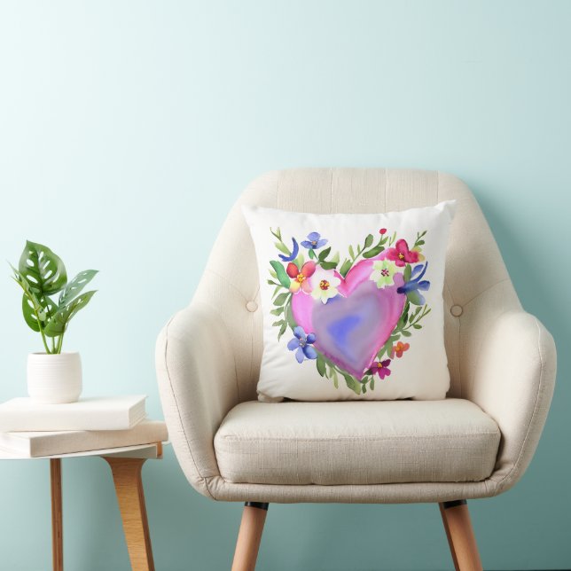 Coussin Couronne florale aquarelle jolie (Chaise)