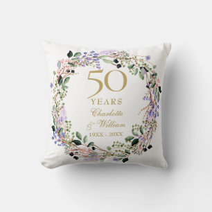 Coussin Couronne florale de lavande pour photo du 50e anni