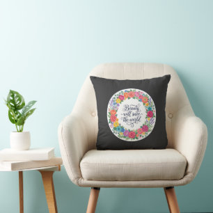 Coussin Couronne Florale La Beauté Sauvait Le Monde Citati