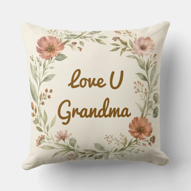 Coussin Couronne florale personnalisée pour grand-mère (Verso)