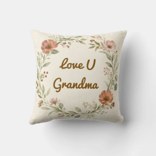 Coussin Couronne florale personnalisée pour grand-mère