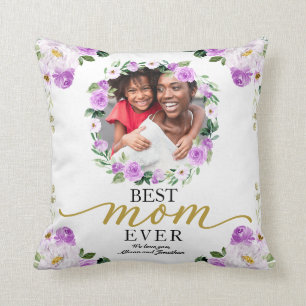 Coussin Couronne florale violette Meilleure maman que jama