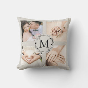 Coussin Couronne monogramme avec nom et date Est