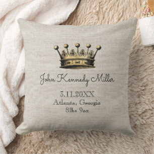 Coussin Couronne or Beige Baby Faire-part de naissance Kee
