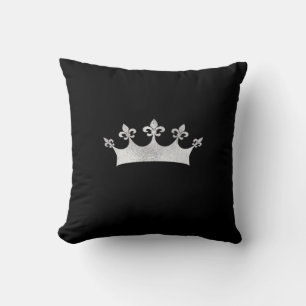 Coussin Couronne royale d'argent en noir