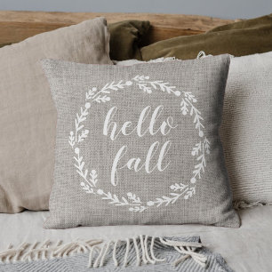 Coussin Couronne rustique d'automne Bonjour automne