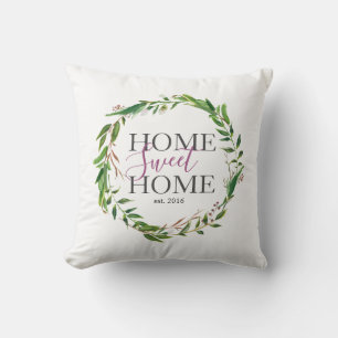 Coussin Couronne rustique manuscrite Home Sweet Home