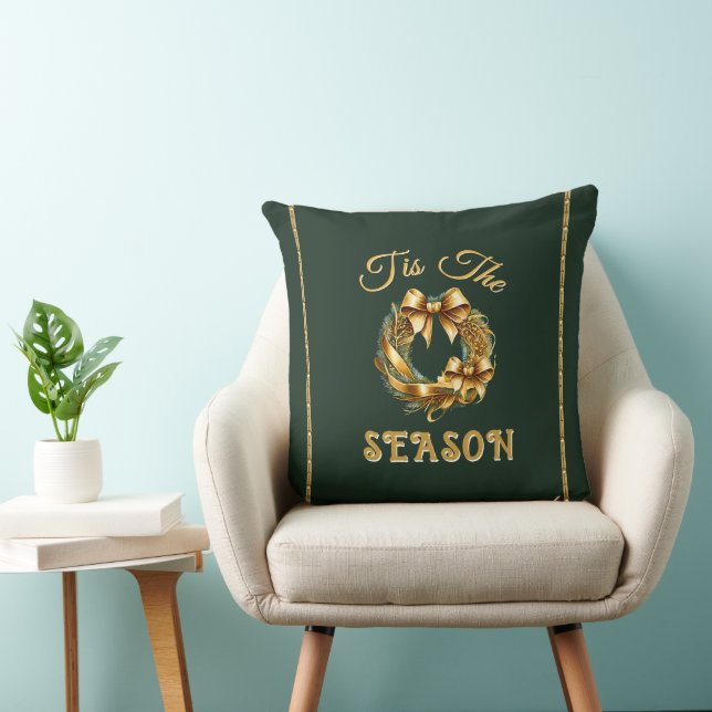 Coussin Couronne verte dorée "C'est la saison" (Chaise)