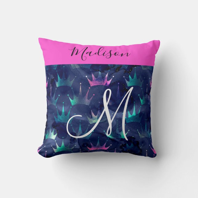 Coussin Couronnes de sirène en scintillement de paillettes (Recto)