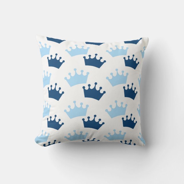 Coussin Couronnes royales bleues décor de conte de fées pr (Recto)