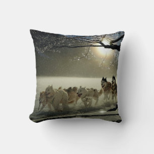 Coussin Course de traîneau à chiens Husky de l'Alaska