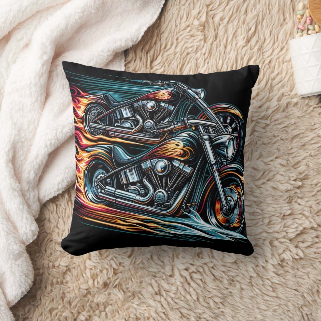 Coussin Course dynamique de motocyclettes enflammées dans  (Couverture)