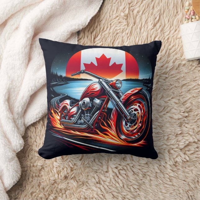Coussin Course en moto sous le coucher du soleil du drapea (Couverture)