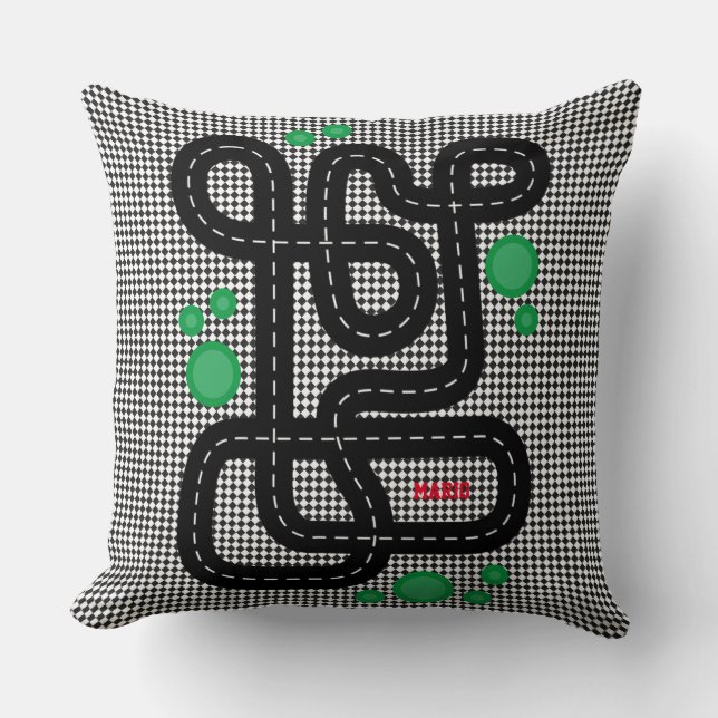 Coussin Course Piste Enfants Playmat Voitures Camions Nom  (Recto)