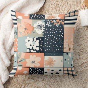Coussin Courtepoint vintage en patchwork floral de ton pas